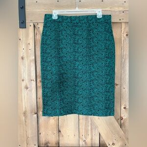 Ann Taylor Green & Black Eyelet Pencil Skirt Size 10
